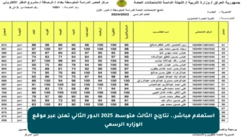 استعلام مباشر.. نتائج الثالث متوسط 2025 الدور الثاني تعلن عبر موقع الوزارة الرسمي